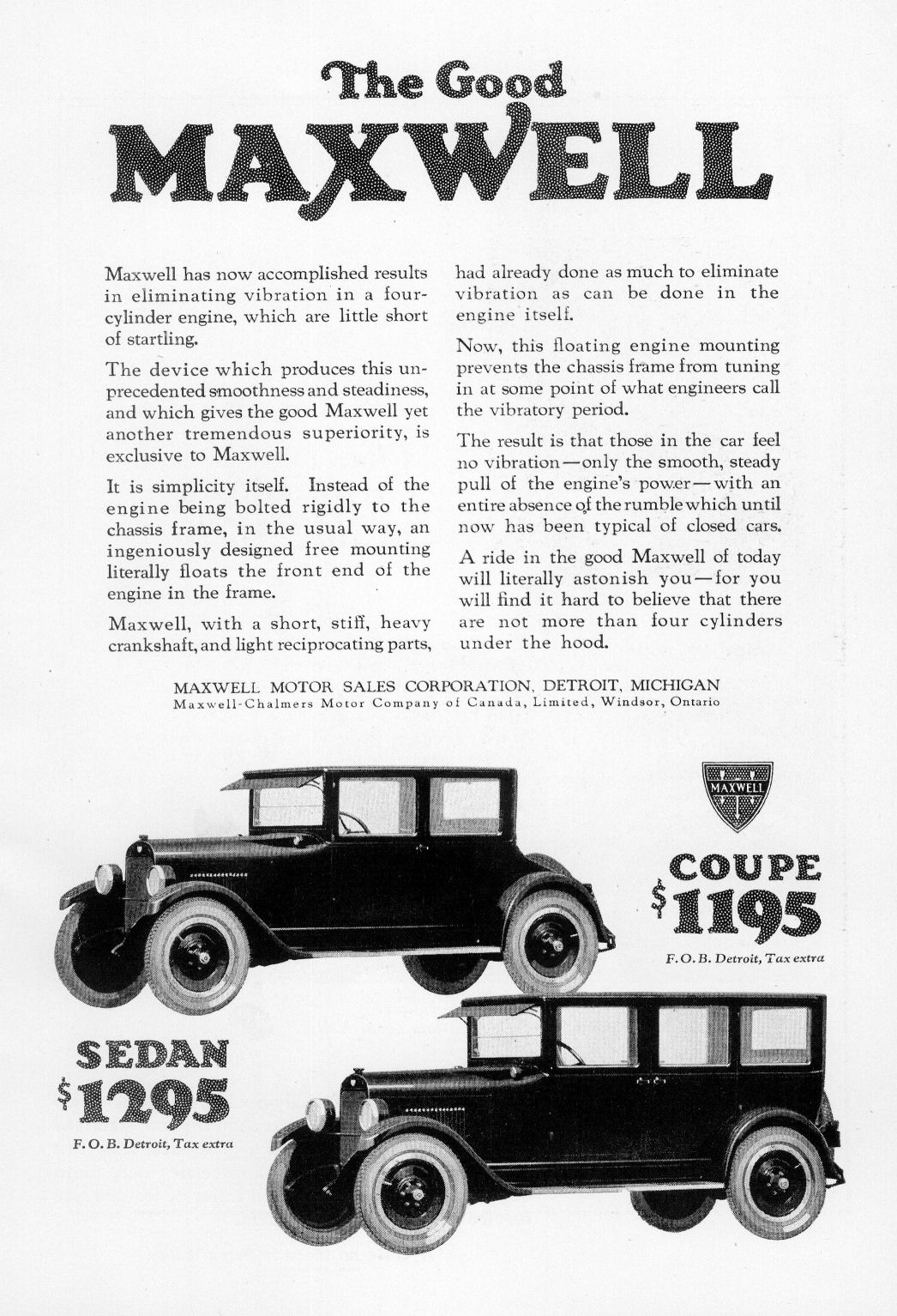 1924 Maxwell Auto Advertising